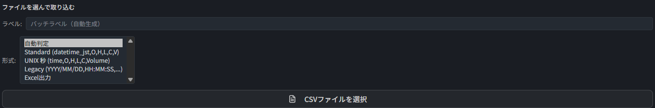 形式の選択肢