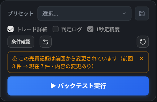 記録変更の表示